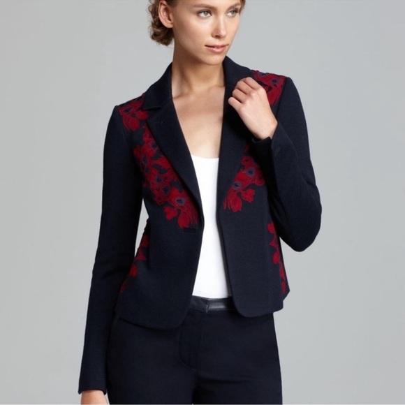 Tory Burch Lisanne Wool Floral Print Blazer Jacket Size XL - Picture 1 of 6